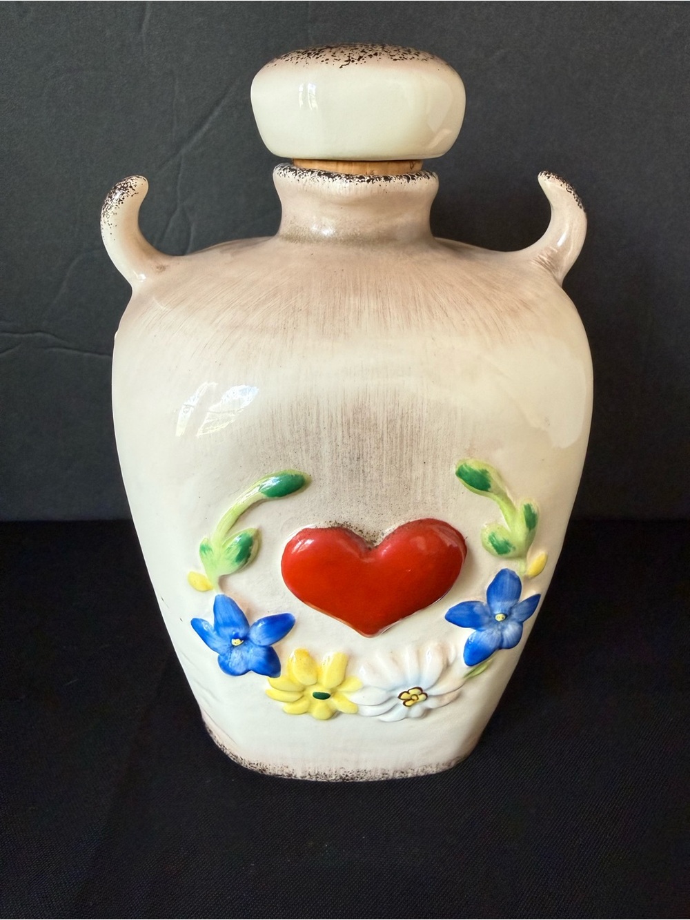 Pre Hummel 1930s Heart Flower With Jug Incised Crown Mark.